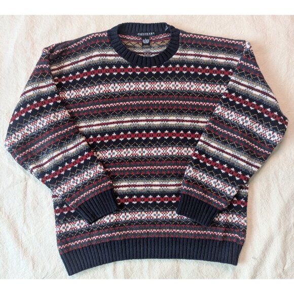 Consensus Sportswear Vintage 90s Geometric Striped Knit Sweater / Size L / USA - Picture 2 of 8